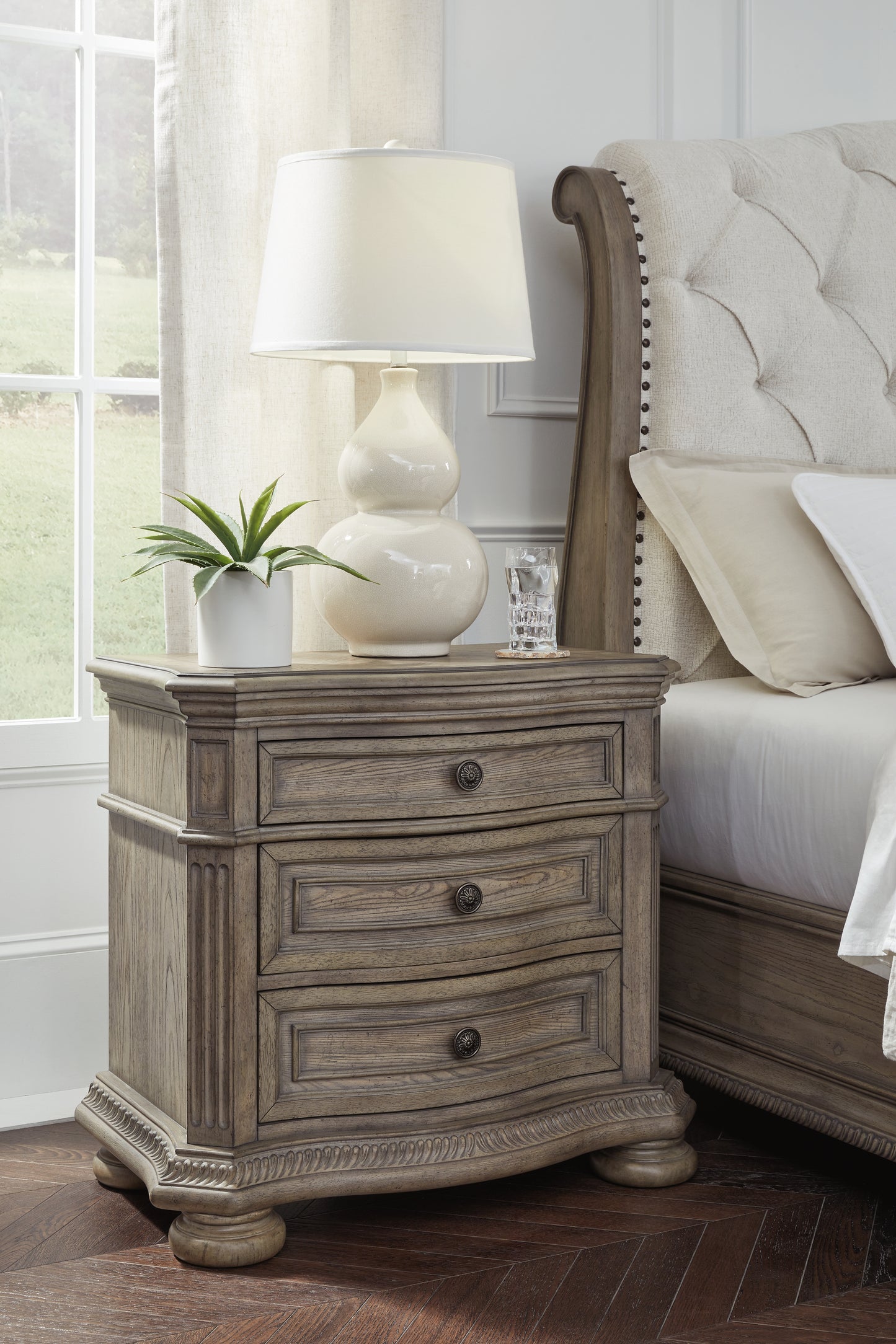 The Furniture Outlets - Ashley Furniture - Ardenfield Bedroom - Three Drawer Night Stand / Light Brown - B944-93