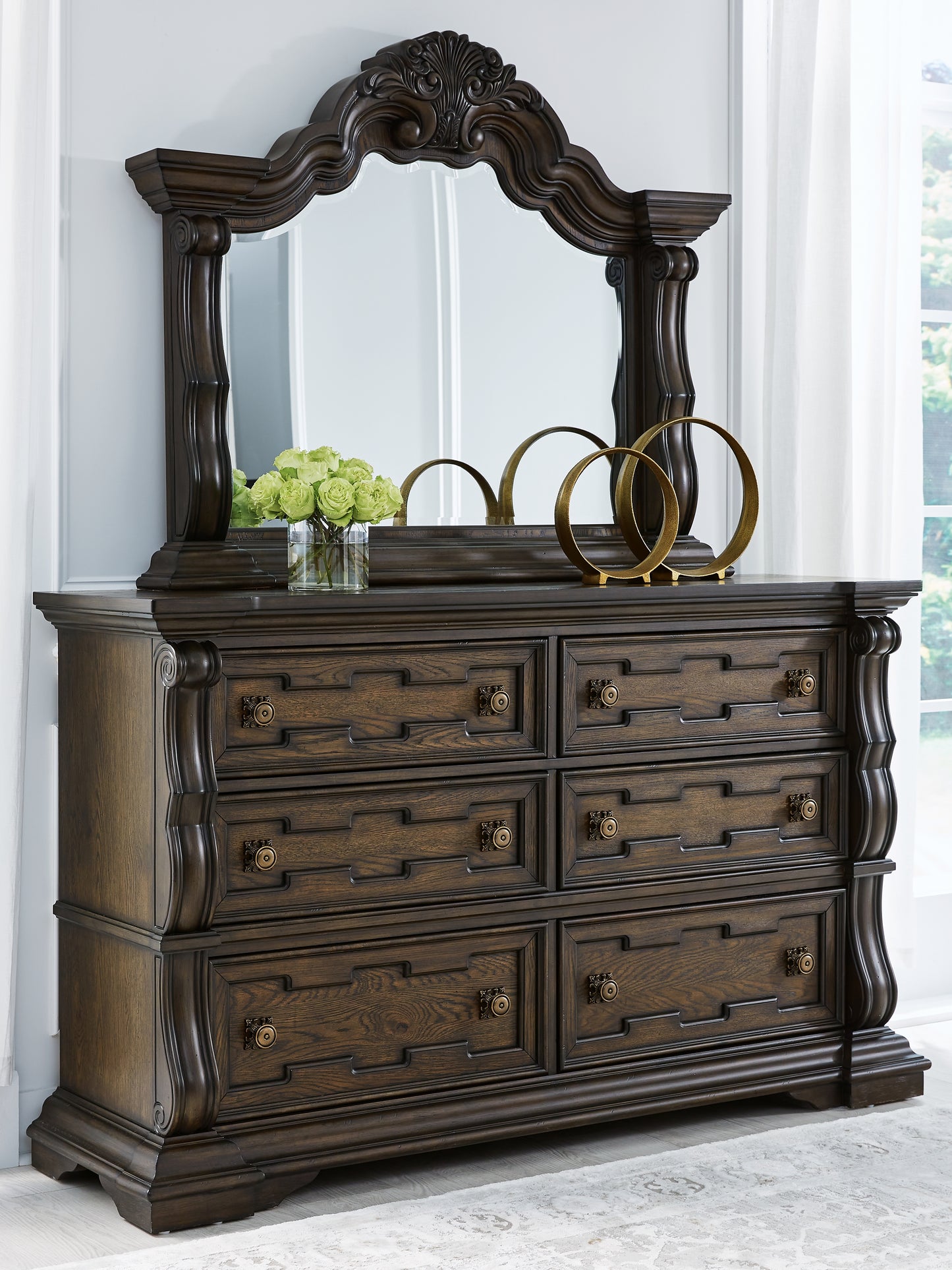 The Furniture Outlets - Ashley Furniture - Maylee Bedroom - Dresser and Mirror / Dark Brown - B947B1