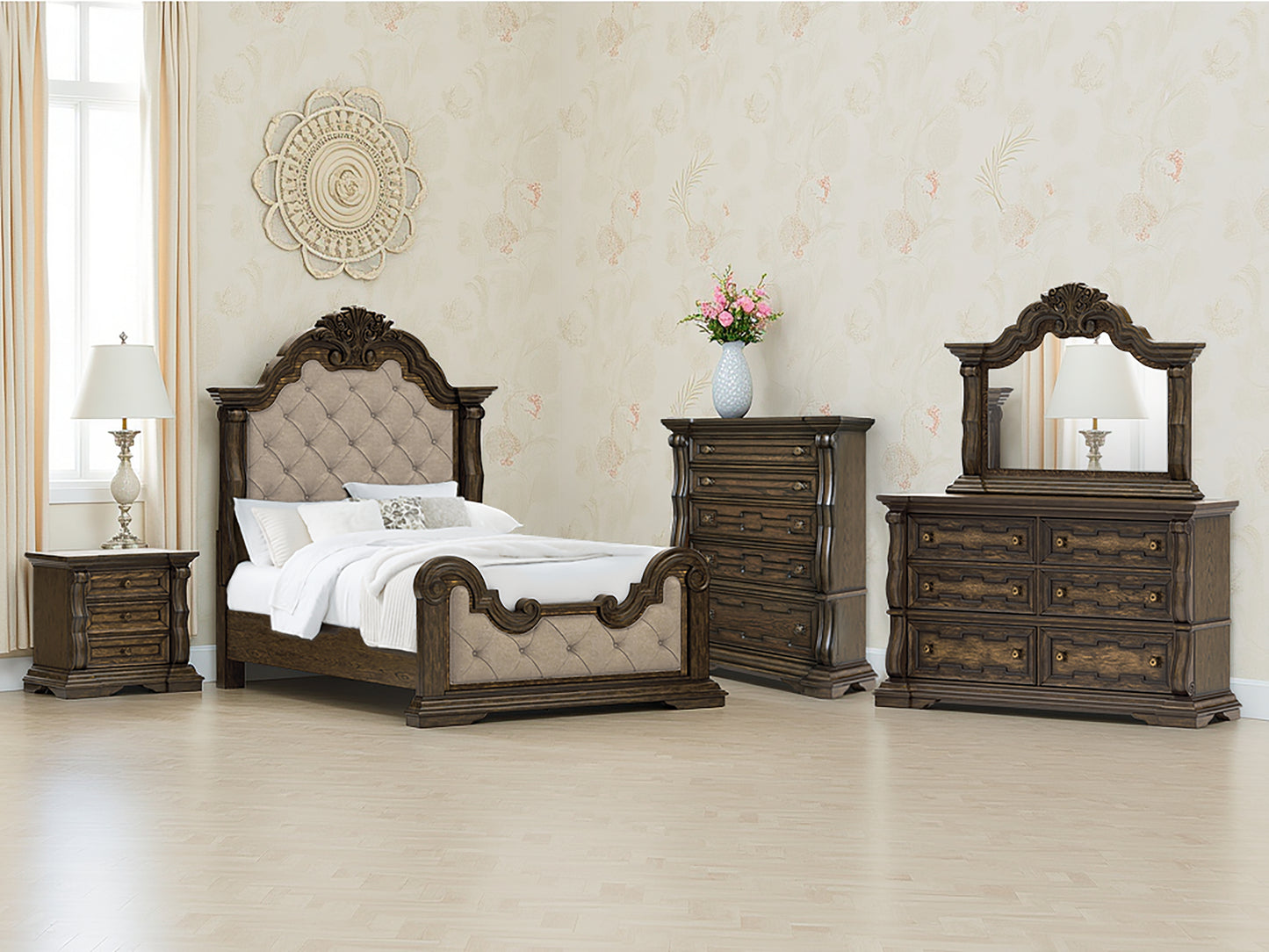 The Furniture Outlets - Ashley Furniture - Maylee Bedroom - Queen Upholstered Bed / Dark Brown - B947B2