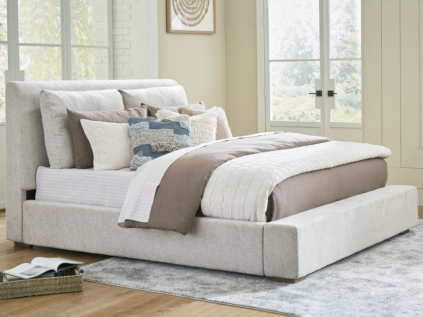 The Furniture Outlets - Ashley Furniture - Cabalynn Bedroom - King Upholstered Bed / Light Brown - B974B6