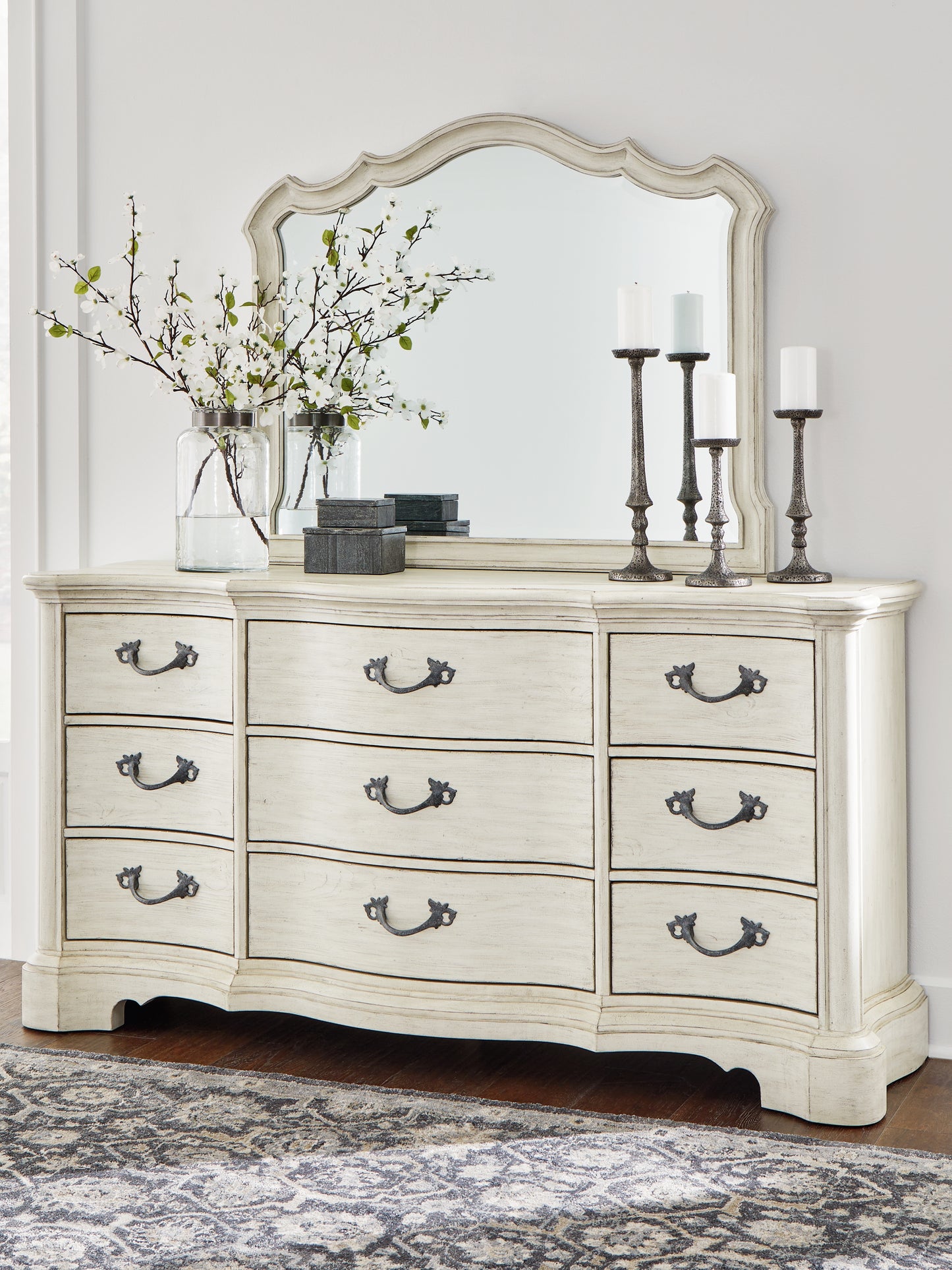 The Furniture Outlets - Ashley Furniture - Arlendyne Bedroom - Dresser and Mirror / Antique White - B980B1