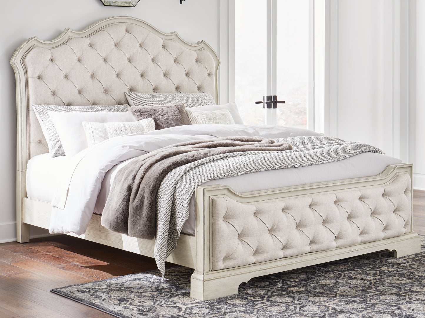 The Furniture Outlets - Ashley Furniture - Arlendyne Bedroom - California King Upholstered Bed / Antique White - B980B5