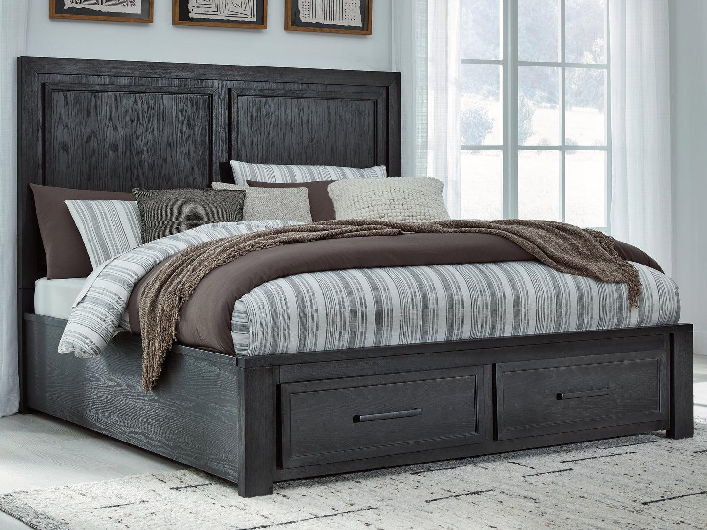 The Furniture Outlets - Ashley Furniture - Foyland Bedroom - King Panel Storage Bed / Black/Brown - B989B4