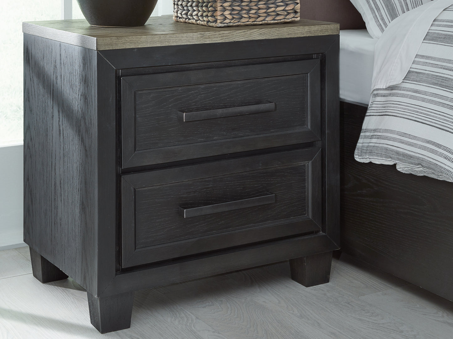 The Furniture Outlets - Ashley Furniture - Foyland Bedroom - Two Drawer Night Stand / Black/Brown - B989-92