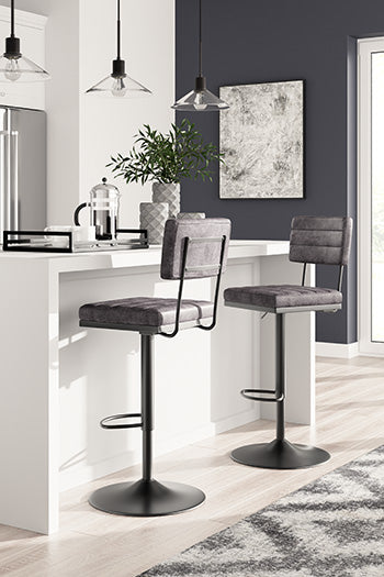 The Furniture Outlets - Ashley Furniture - Strumford Dining Room - Bar Height Bar Stool (Set of 2) / Gray/Black - D119-630X2