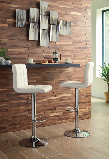 The Furniture Outlets - Ashley Furniture - Bellatier Dining Room - Adjustable Height Bar Stool (Set of 2) / Bone - D120-230X2