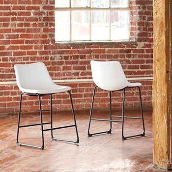 The Furniture Outlets - Ashley Furniture - Centiar Dining Room - Counter Height Bar Stool (Set of 2) / White - D372-724X2