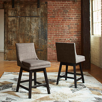 The Furniture Outlets - Ashley Furniture - Tallenger Dining Room - Counter Height Bar Stool (Set of 2) / Black/Dark Brown - D380-924X2