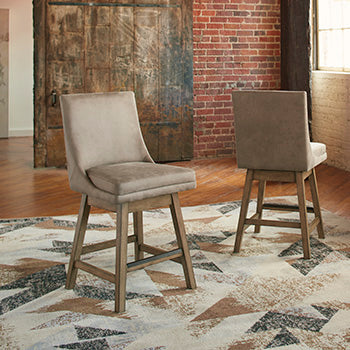 The Furniture Outlets - Ashley Furniture - Tallenger Dining Room - Counter Height Bar Stool (Set of 2) / Beige - D380-524X2