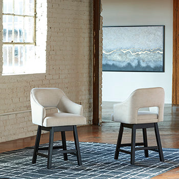 The Furniture Outlets - Ashley Furniture - Tallenger Dining Room - Counter Height Bar Stool (Set of 2) / Linen/Brown - D380-724X2