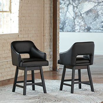 The Furniture Outlets - Ashley Furniture - Tallenger Dining Room - Counter Height Bar Stool (Set of 2) / Black/Dark Brown - D380-924X2
