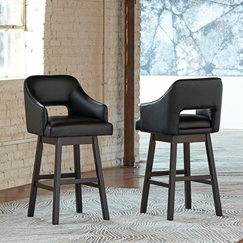 The Furniture Outlets - Ashley Furniture - Tallenger Dining Room - Bar Height Bar Stool (Set of 2) / Black/Dark Brown - D380-930X2