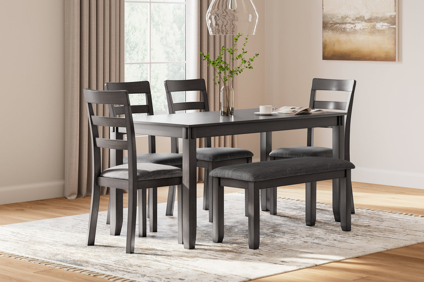 The Furniture Outlets - Ashley Furniture - Bridson Dining Room - RECT DRM Table Set (6/CN) / Gray - D383-325