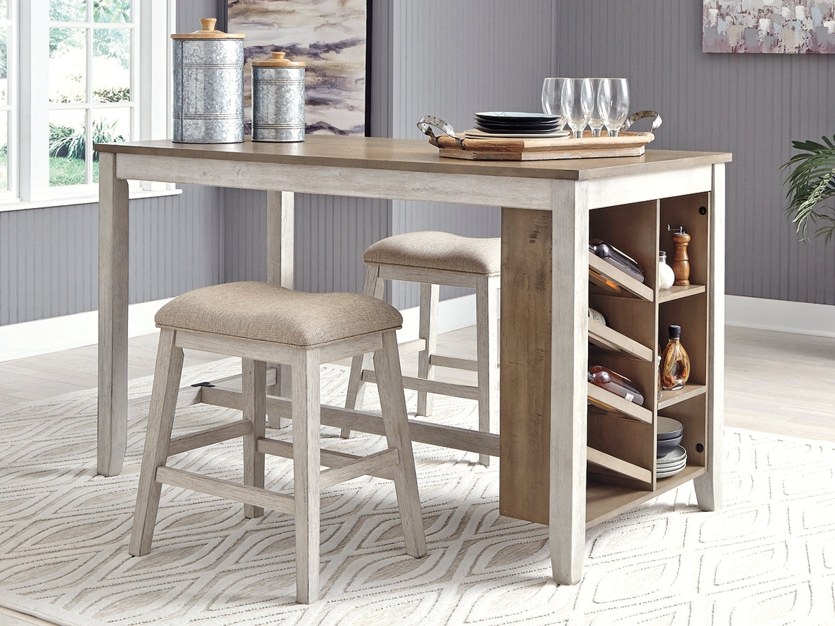 The Furniture Outlets - Ashley Furniture - Skempton Dining Room - RECT Counter Table w/Storage / White/Light Brown - D394-32