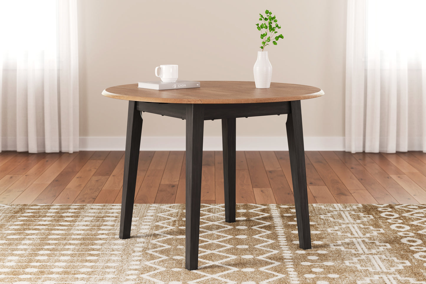 The Furniture Outlets - Ashley Furniture - Gesthaven Dining Room - Round DRM Drop Leaf Table / Natural/Brown - D396-15