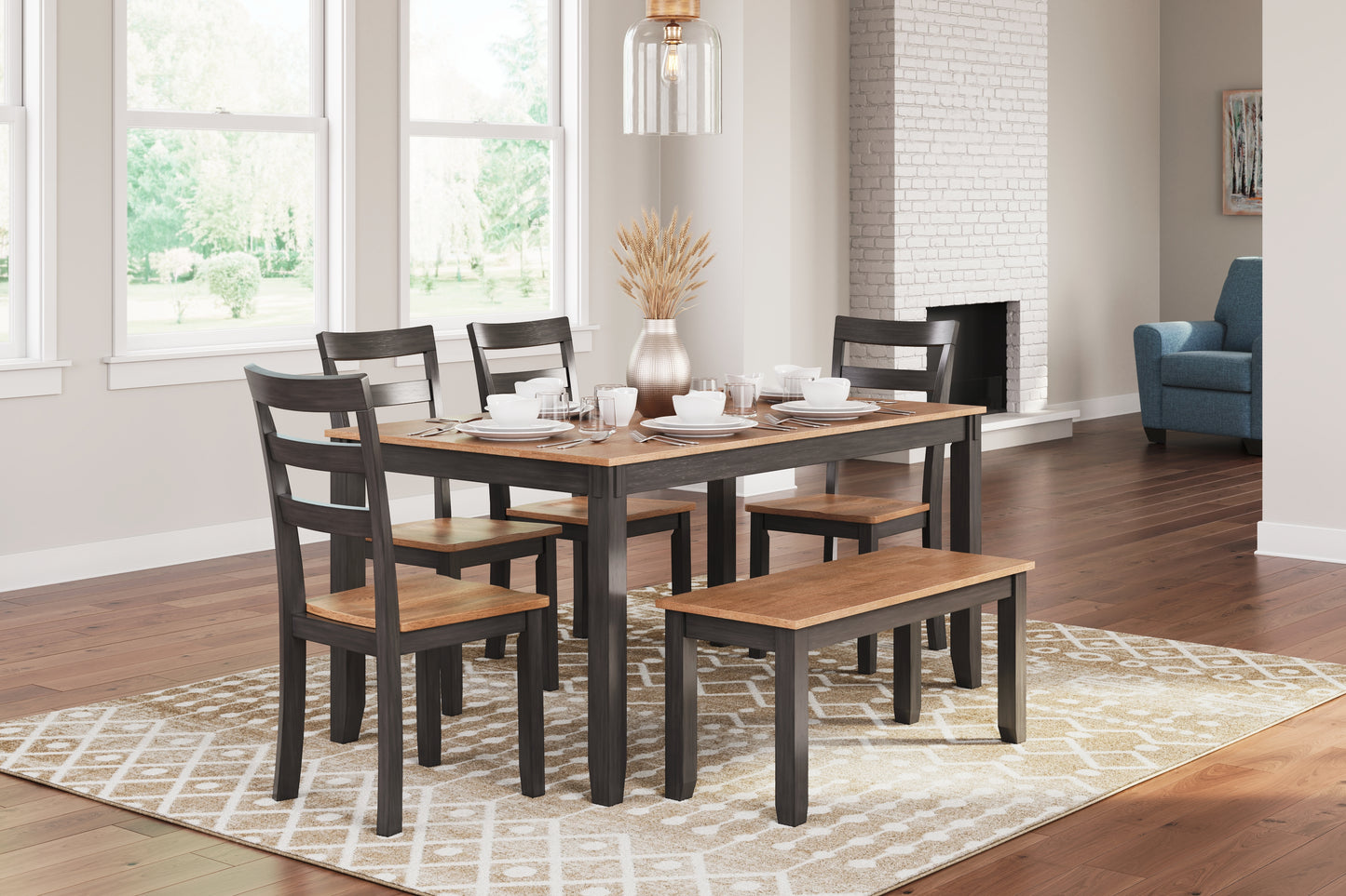 The Furniture Outlets - Ashley Furniture - Gesthaven Dining Room - Dining Room Table Set (6/CN) / Natural/Brown - D396-325