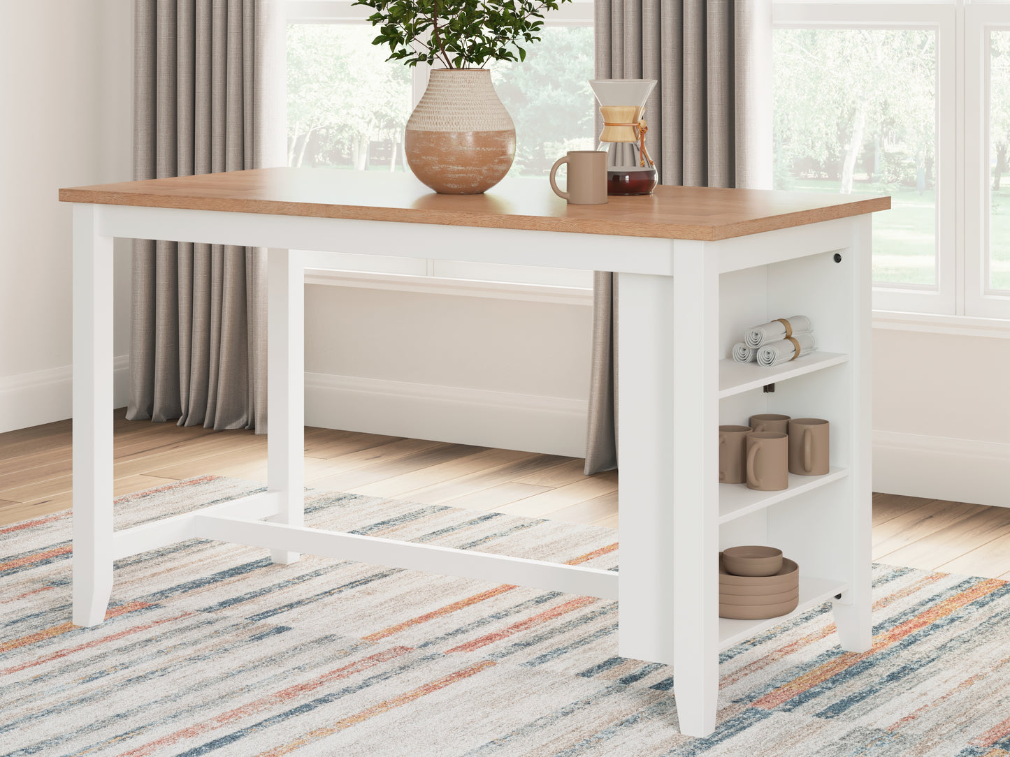 The Furniture Outlets - Ashley Furniture - Gesthaven Dining Room - RECT Dining Room Counter Table / Natural/White - D398-13