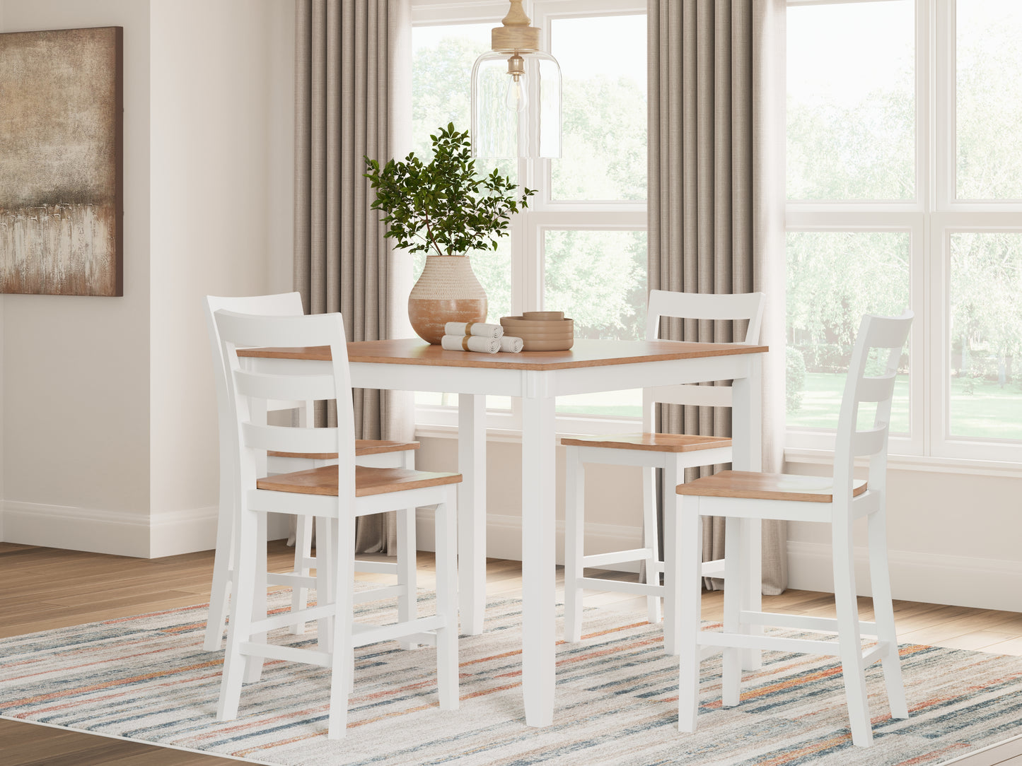 The Furniture Outlets - Ashley Furniture - Gesthaven Dining Room - DRM Counter Table Set (5/CN) / Natural/White - D398-223