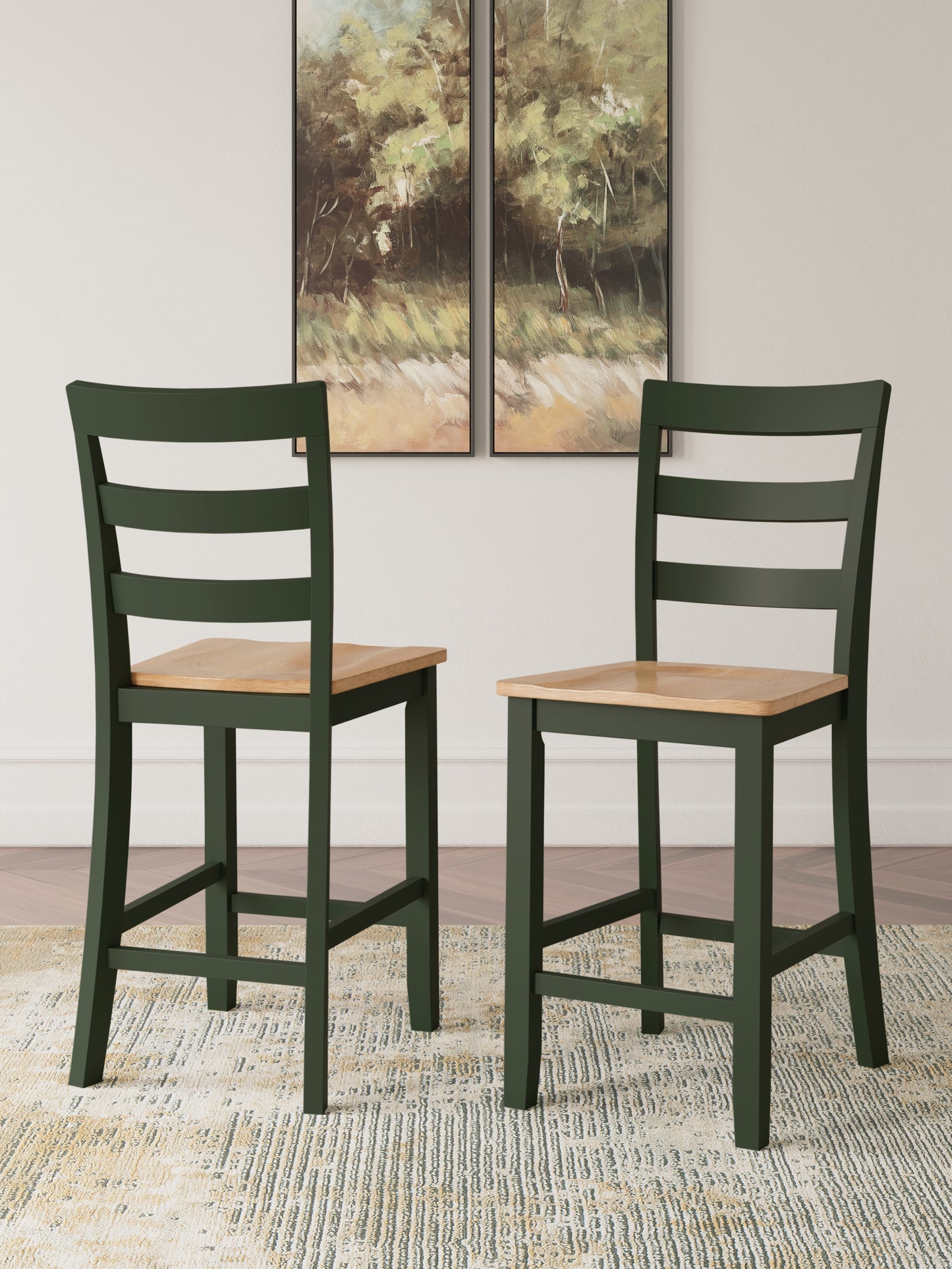 The Furniture Outlets - Ashley Furniture - Gesthaven Dining Room - Counter Height Barstool (Set of 2) / Natural/Green - D401-124X2