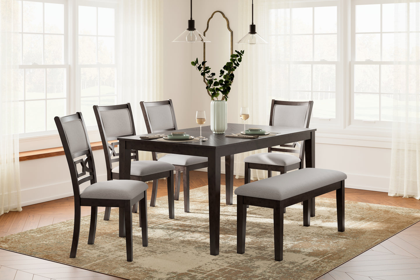 The Furniture Outlets - Ashley Furniture - Langwest Dining Room - Dining Room Table Set (6/CN) / Brown - D422-325