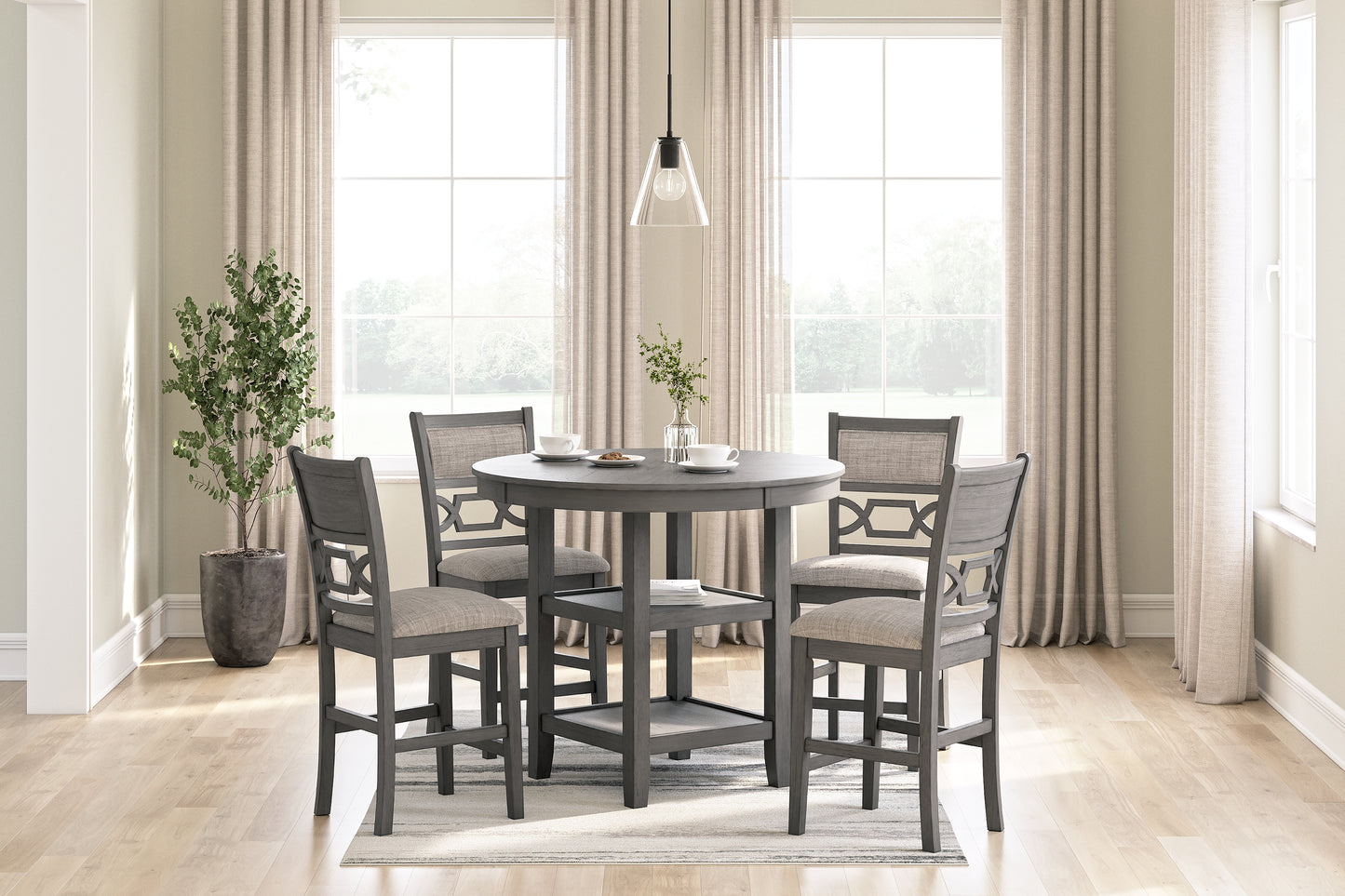 The Furniture Outlets - Ashley Furniture - Wrenning Dining Room - DRM Counter Table Set (5/CN) / Gray - D425-223