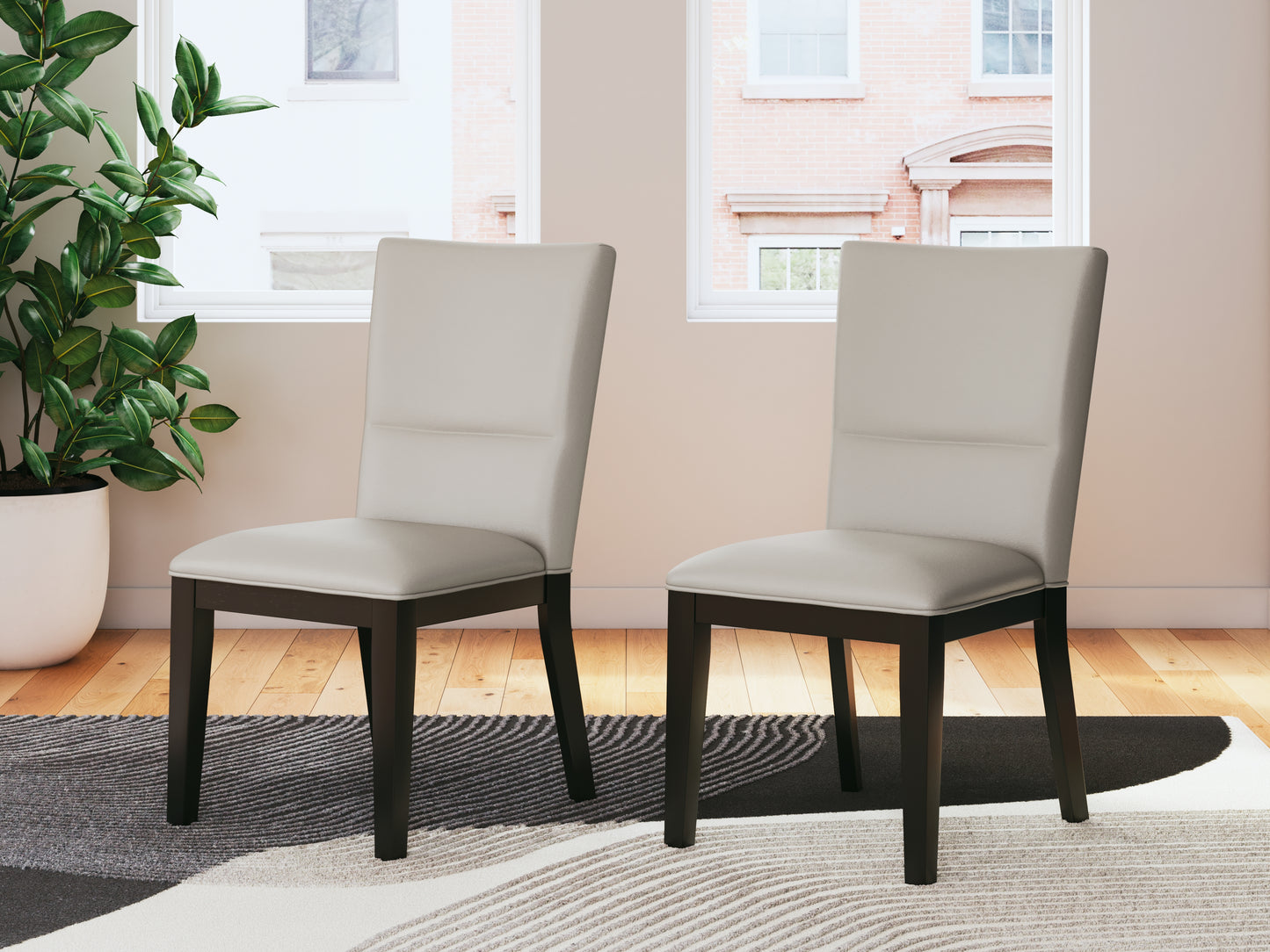 The Furniture Outlets - Ashley Furniture - Glinari Dining Room - Dining Chair (Set of 2) / Taupe/Black - D476-01X2