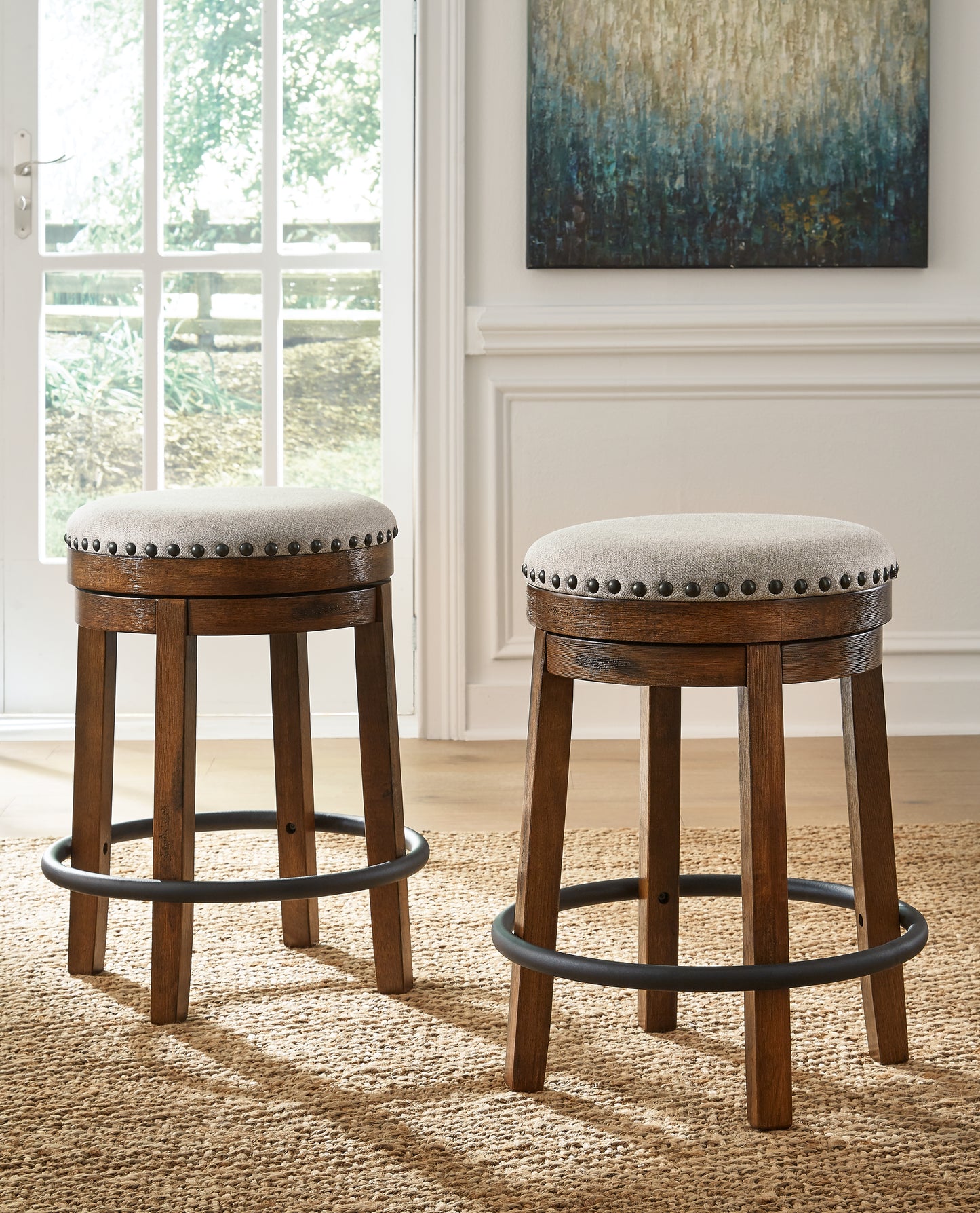 The Furniture Outlets - Ashley Furniture - Valebeck Dining Room - UPH Swivel Stool (1/CN) / Brown/Black - D546-124