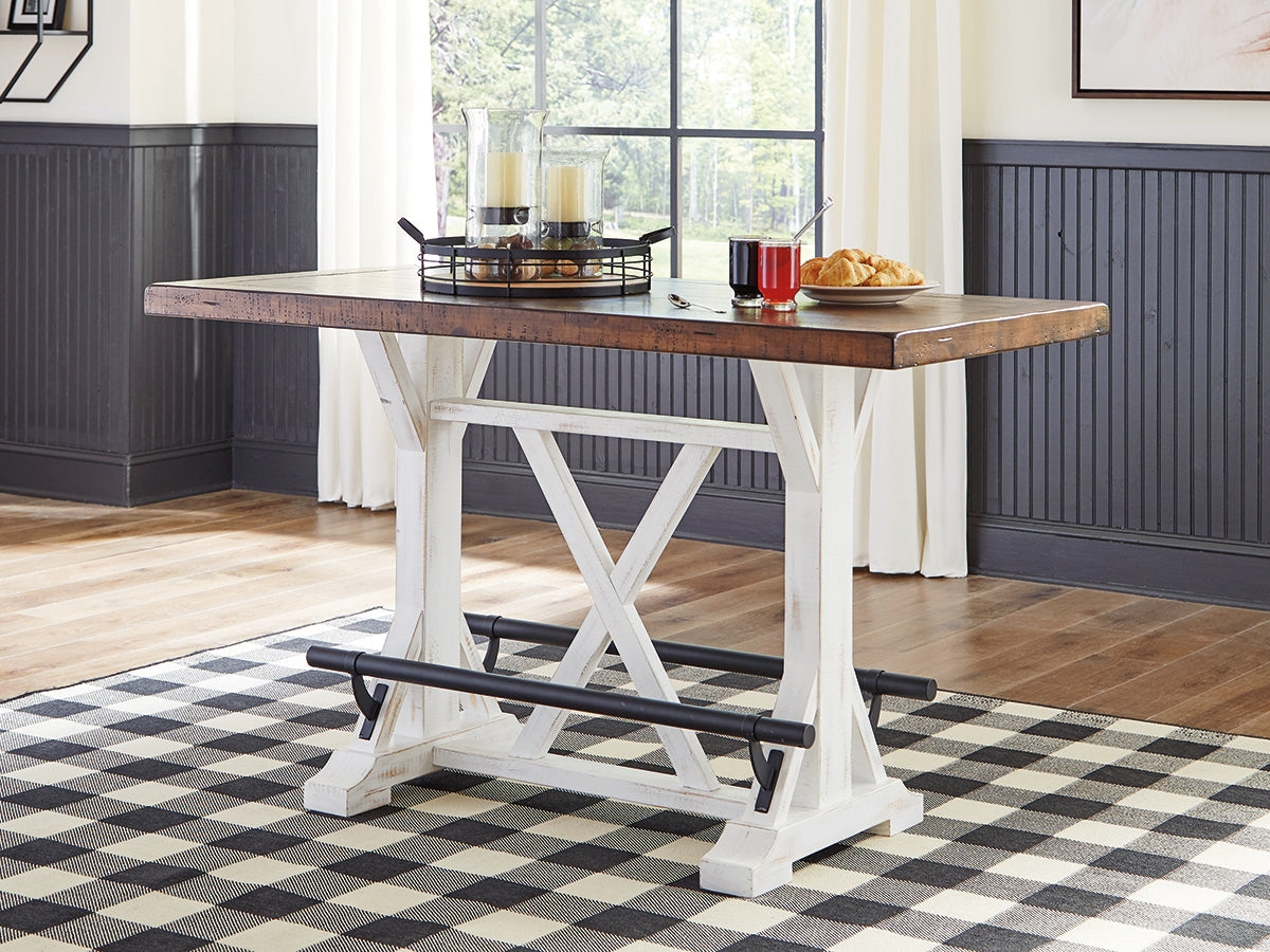 The Furniture Outlets - Ashley Furniture - Valebeck Dining Room - RECT Dining Room Counter Table / White/Brown - D546-13