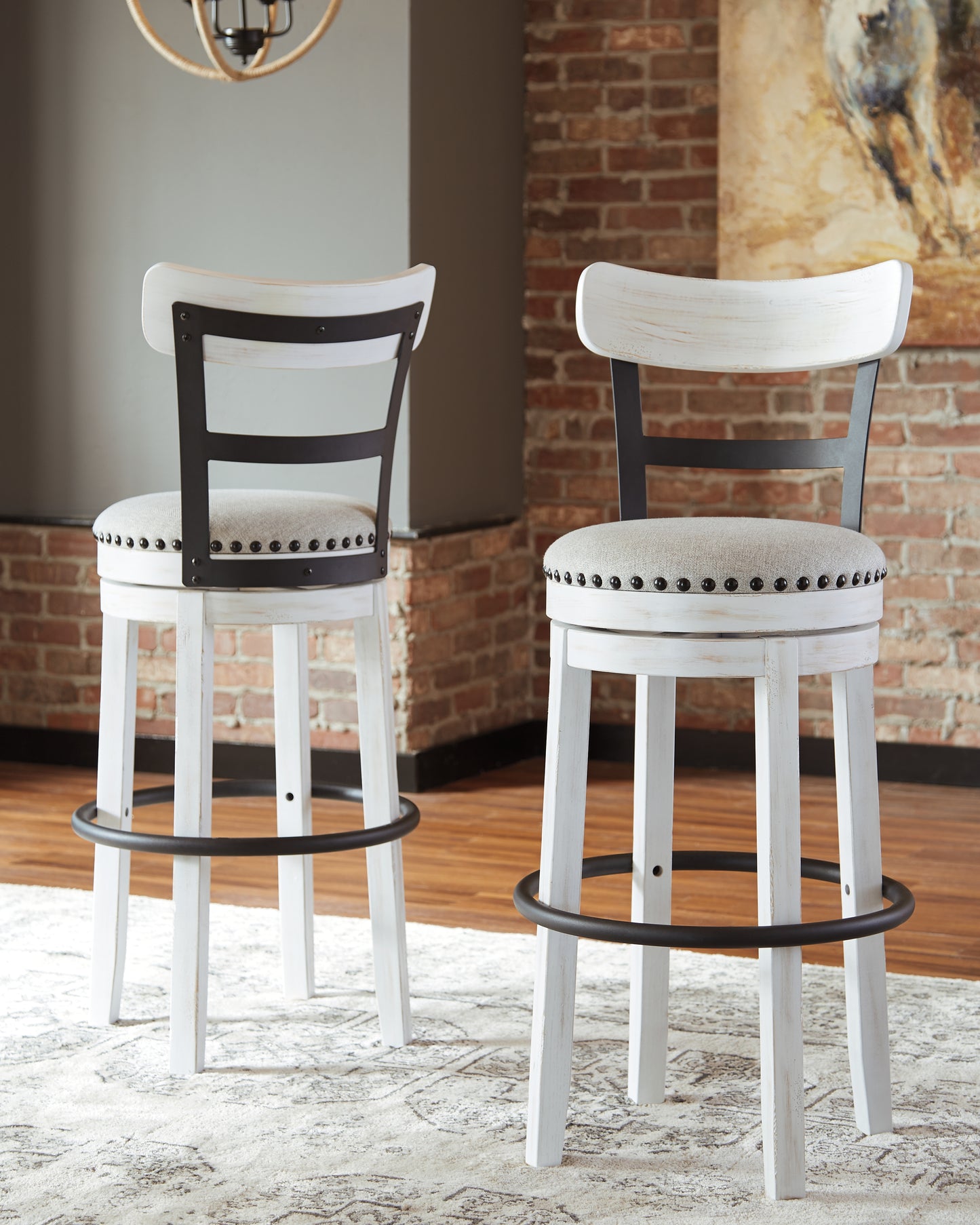 The Furniture Outlets - Ashley Furniture - Valebeck Dining Room - Tall UPH Swivel Barstool(1/CN) / White - D546-530