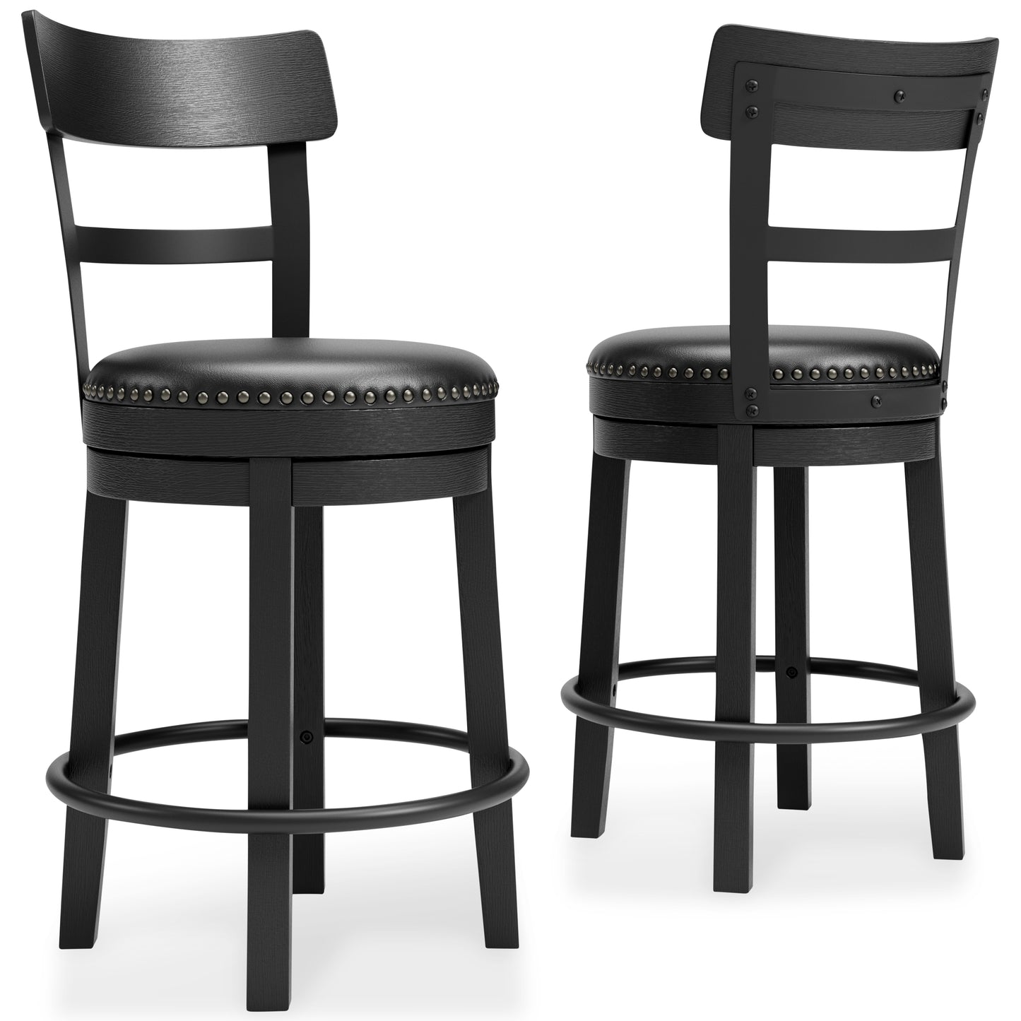The Furniture Outlets - Ashley Furniture - Valebeck Dining Room - UPH Swivel Barstool (1/CN) / Black - D546-624