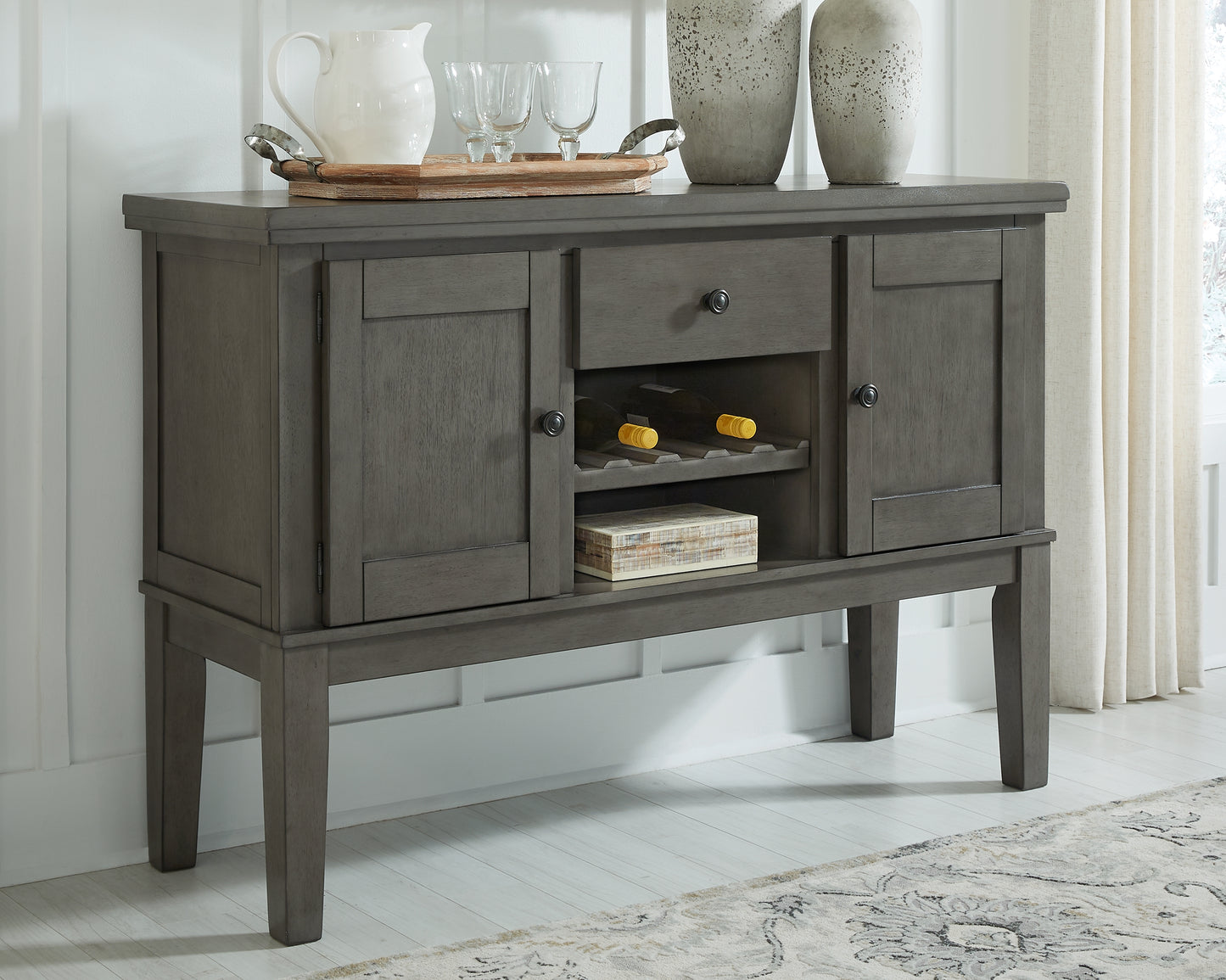 The Furniture Outlets - Ashley Furniture - Hallanden Dining Room - Dining Room Server / Gray / 56"W x 18"D x 38"H - D589-60