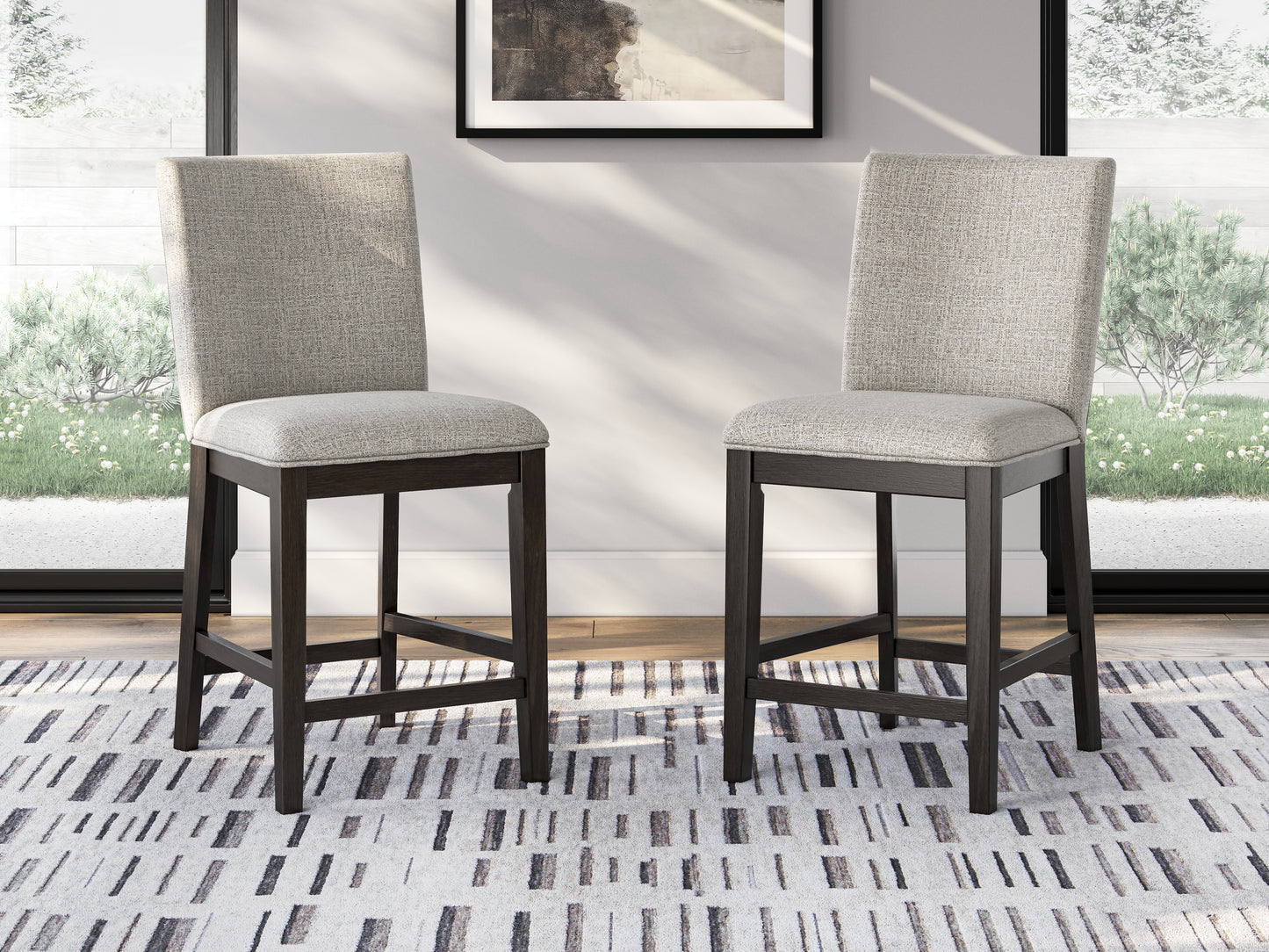 The Furniture Outlets - Ashley Furniture - Neymorton Dining Room - Counter Height Barstool (Set of 2) / Dark Grayish Brown - D618-124X2