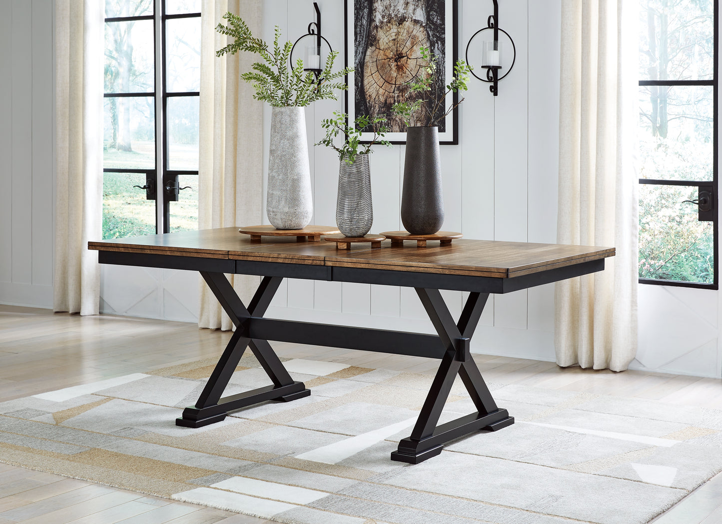 The Furniture Outlets - Ashley Furniture - Wildenauer Dining Room - RECT Dining Room EXT Table / Brown/Black / 40"W x 78"D x 30"H - D634-35