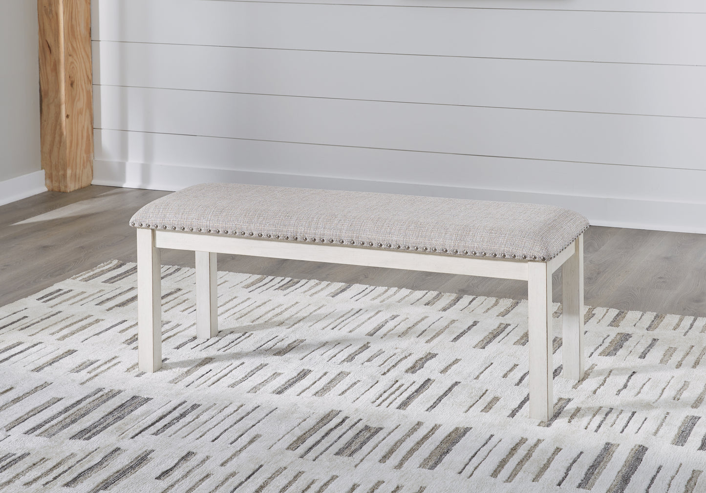 The Furniture Outlets - Ashley Furniture - Robbinsdale Dining Room - Large UPH Dining Room Bench / Antique White / 48"W x 17"D x 20"H - D642-00