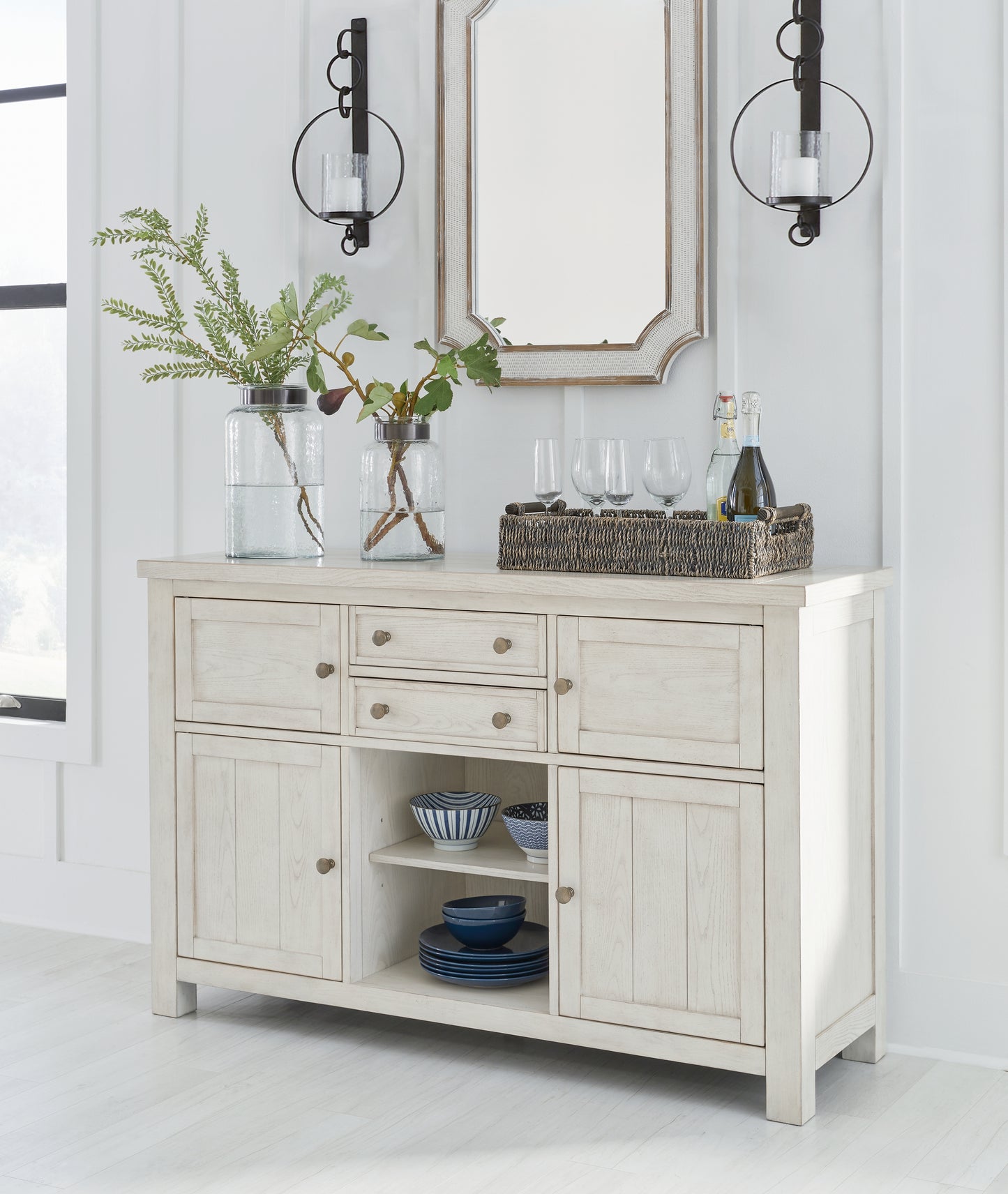 The Furniture Outlets - Ashley Furniture - Robbinsdale Dining Room - Dining Room Server / Antique White / 56"W x 18"D x 36"H - D642-60