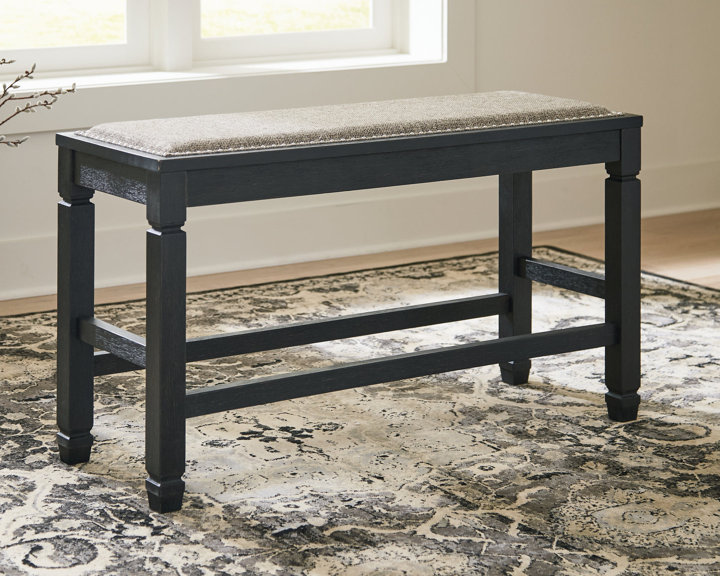 The Furniture Outlets - Ashley Furniture - Tyler Creek Dining Room - DBL Counter UPH Bench (1/CN) / Antique Black / 42"W x 15"D x 24"H - D736-09