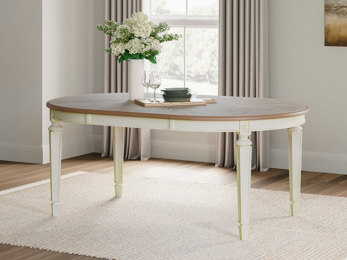 The Furniture Outlets - Ashley Furniture - Realyn Dining Room - Oval Dining Room EXT Table / Chipped White - D743-35