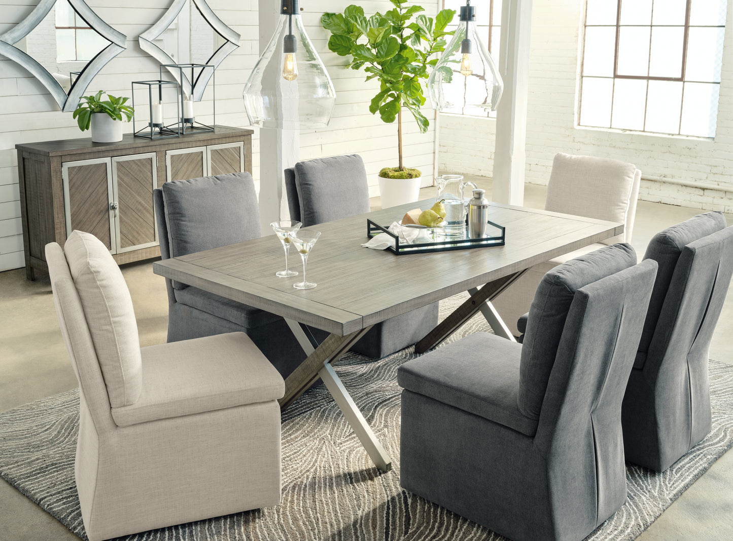 The Furniture Outlets - Ashley Furniture - Krystanza Dining Room - Rectangular Dining Room Table / Weathered Gray - D766-25
