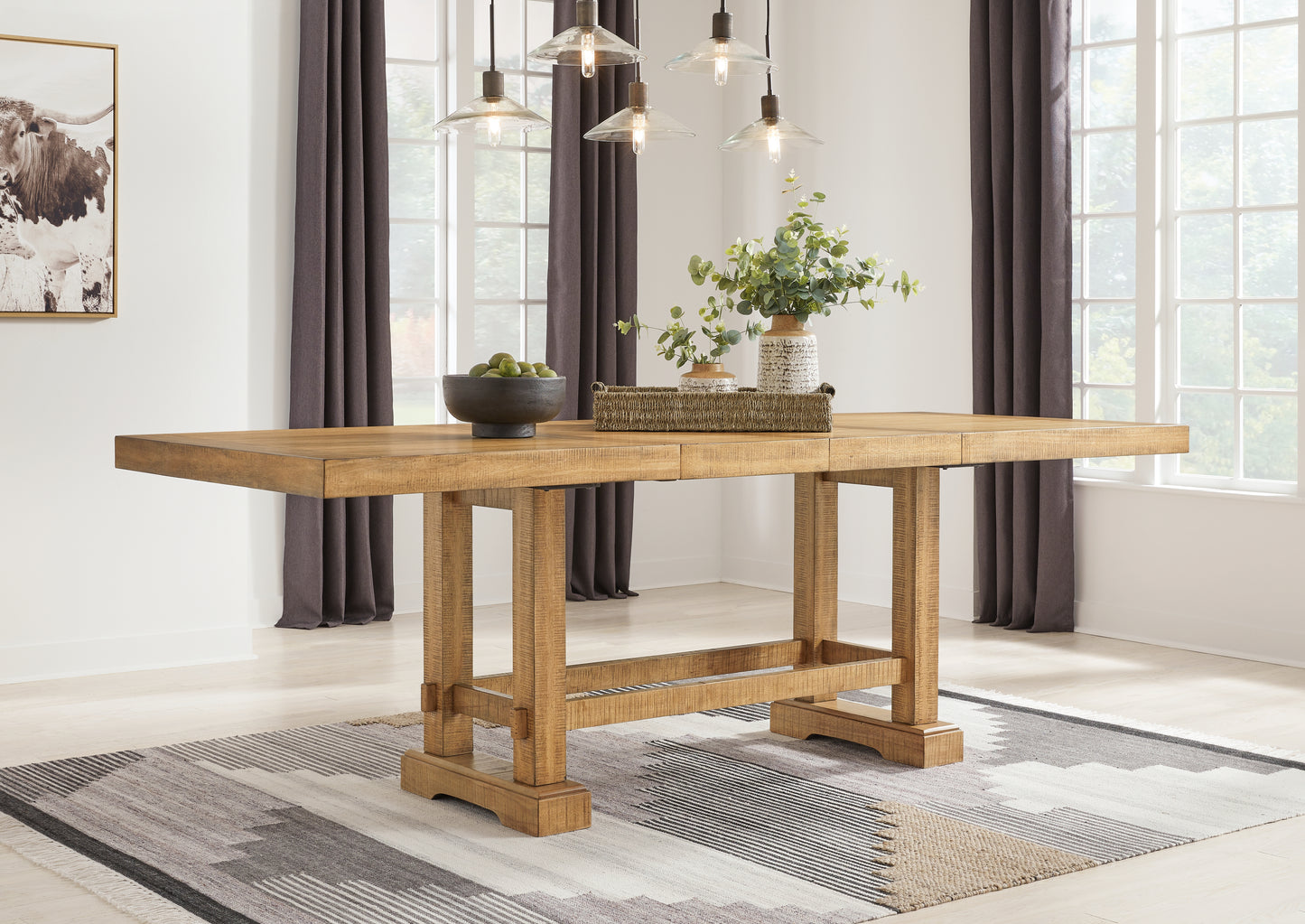The Furniture Outlets - Ashley Furniture - Havonplane Dining Room - RECT DRM Counter EXT Table / Brown / 42"W x 108"D x 36"H - D773-32