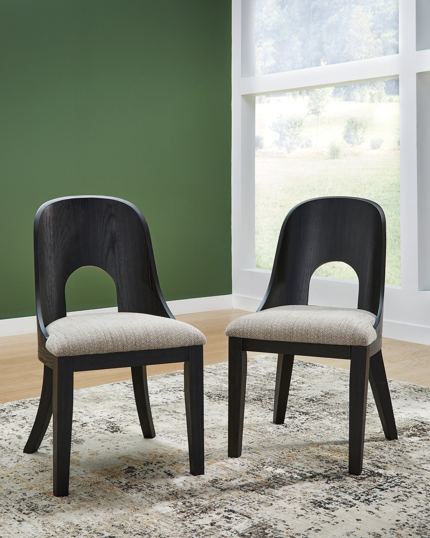 The Furniture Outlets - Ashley Furniture - Rowanbeck Dining Room - Dining Chair (Set of 2) / Black - D821-01X2