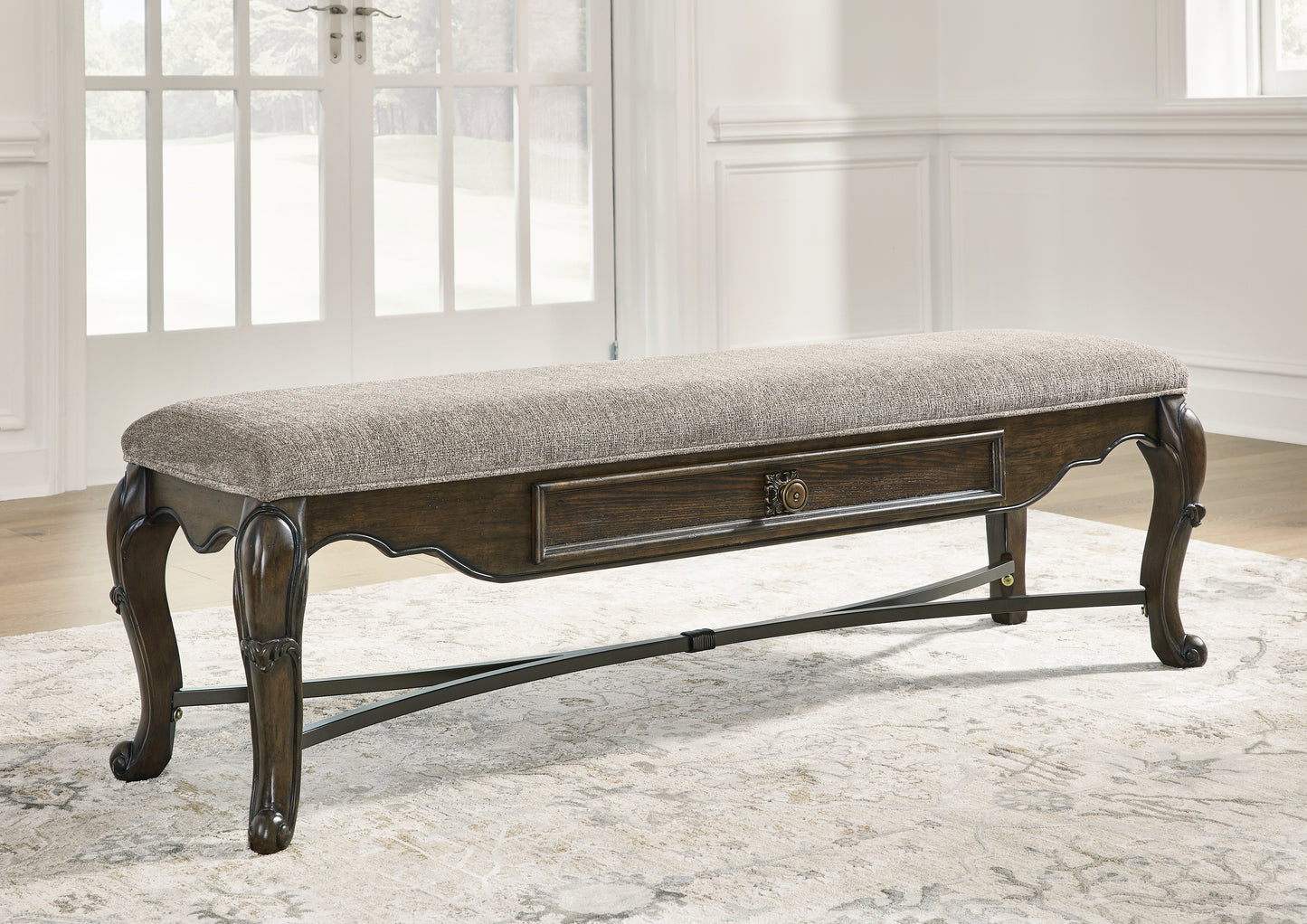 The Furniture Outlets - Ashley Furniture - Maylee Dining Room - Upholstered Storage Bench / Dark Brown - D947-00