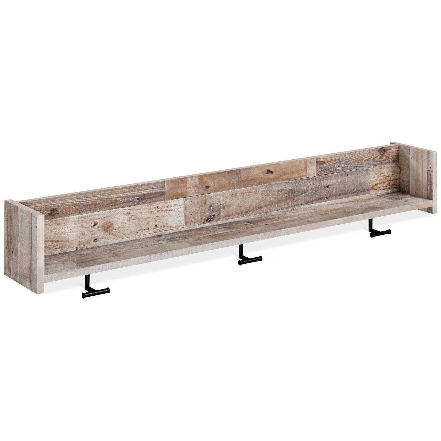The Furniture Outlets - Ashley Furniture - Neilsville Wall Decor - Wall Mounted Coat Rack w/Shelf / Whitewash - EA2320-151
