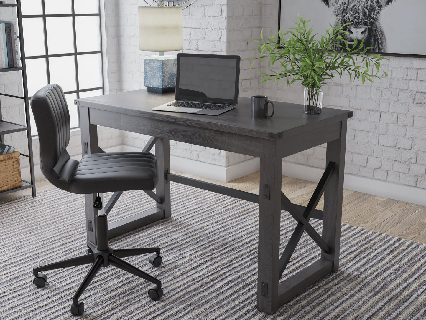 The Furniture Outlets - Ashley Furniture - Freedan Office Desk - Home Office Desk / Grayish Brown - H286-26