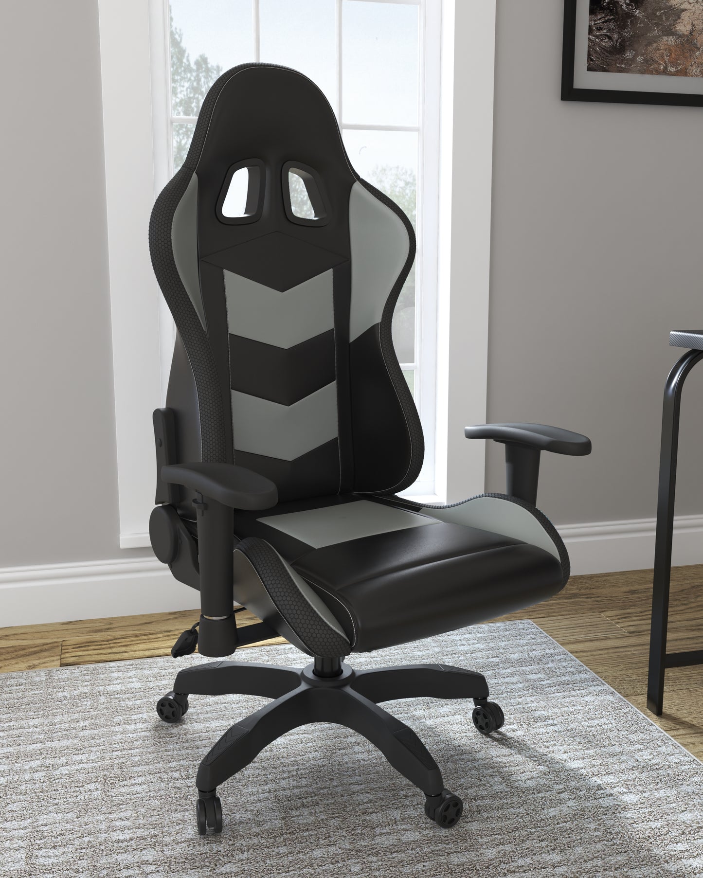 The Furniture Outlets - Ashley Furniture - Lynxtyn Desk Chair - Home Office Swivel Desk Chair / Black/Gray - H400-09A