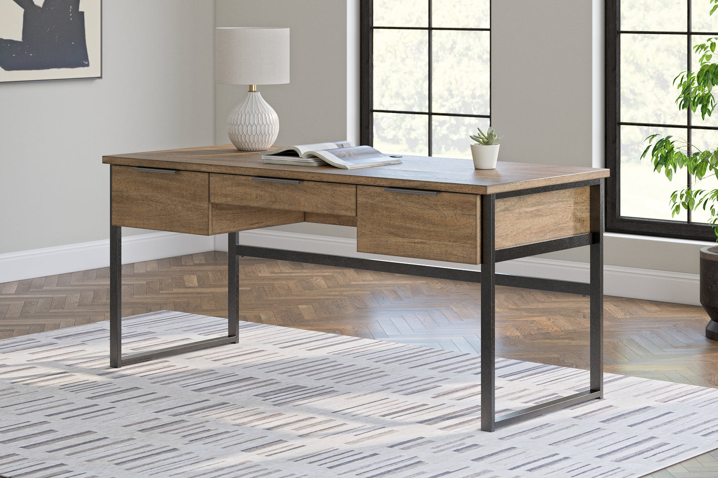 The Furniture Outlets - Ashley Furniture - Montia Office Desk - Home Office Desk / Light Brown - H632-44