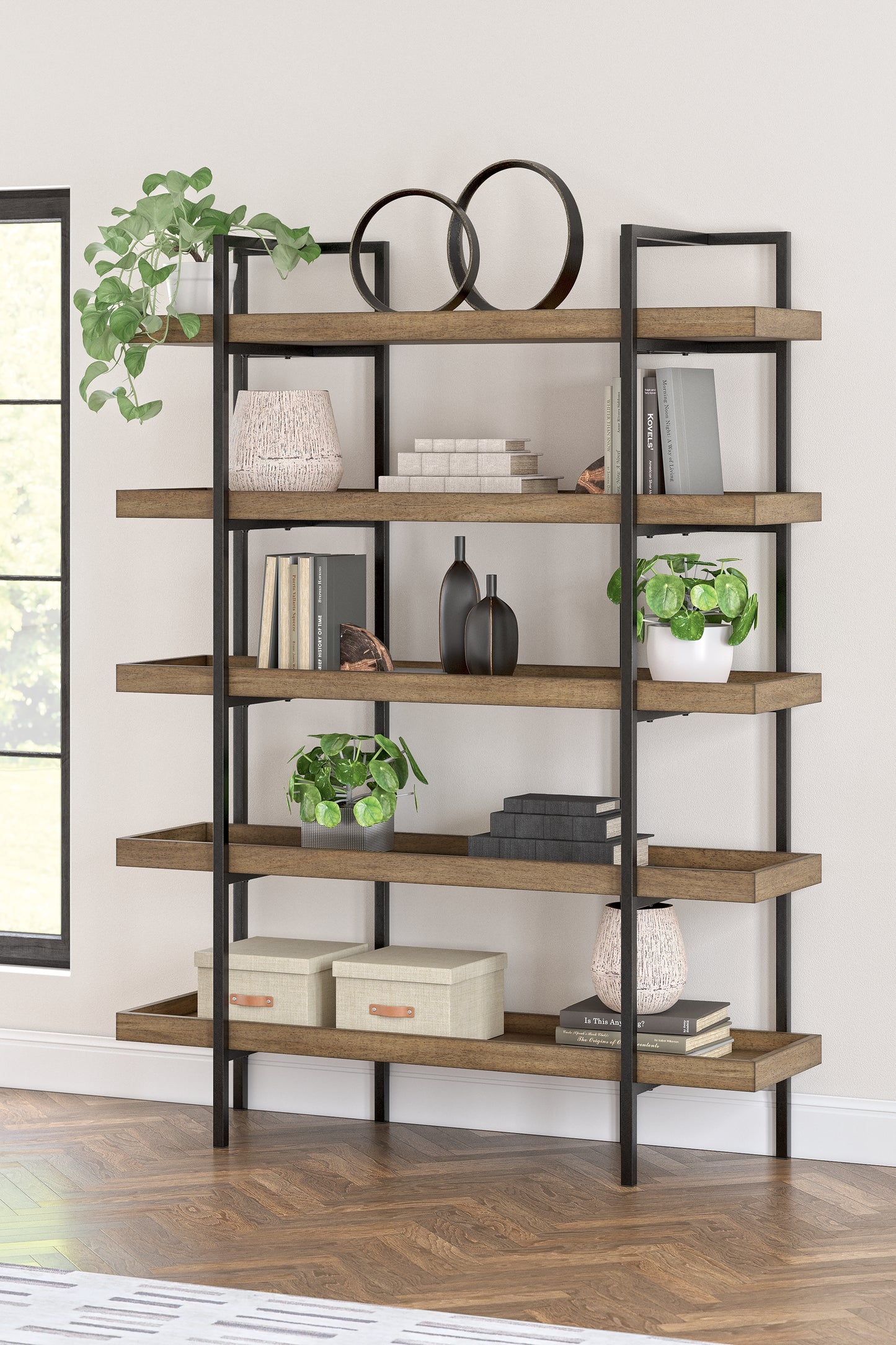 The Furniture Outlets - Ashley Furniture - Montia Bookcase - Bookcase / Light Brown - H632-70