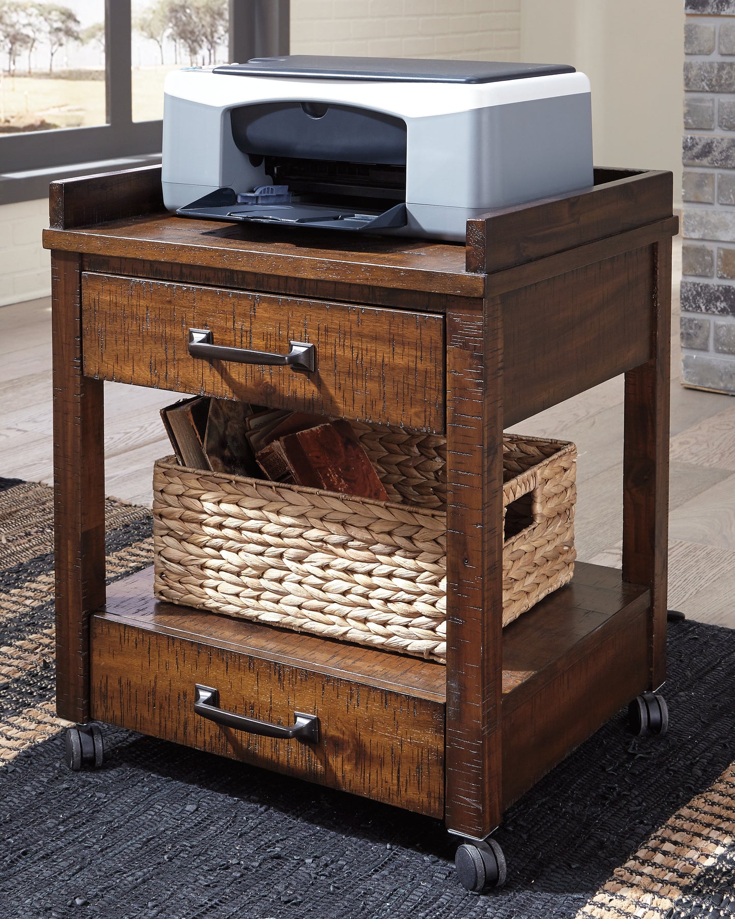 The Furniture Outlets - Ashley Furniture - Baldridge Printer Stand - Printer Stand / Rustic Brown - H675-11