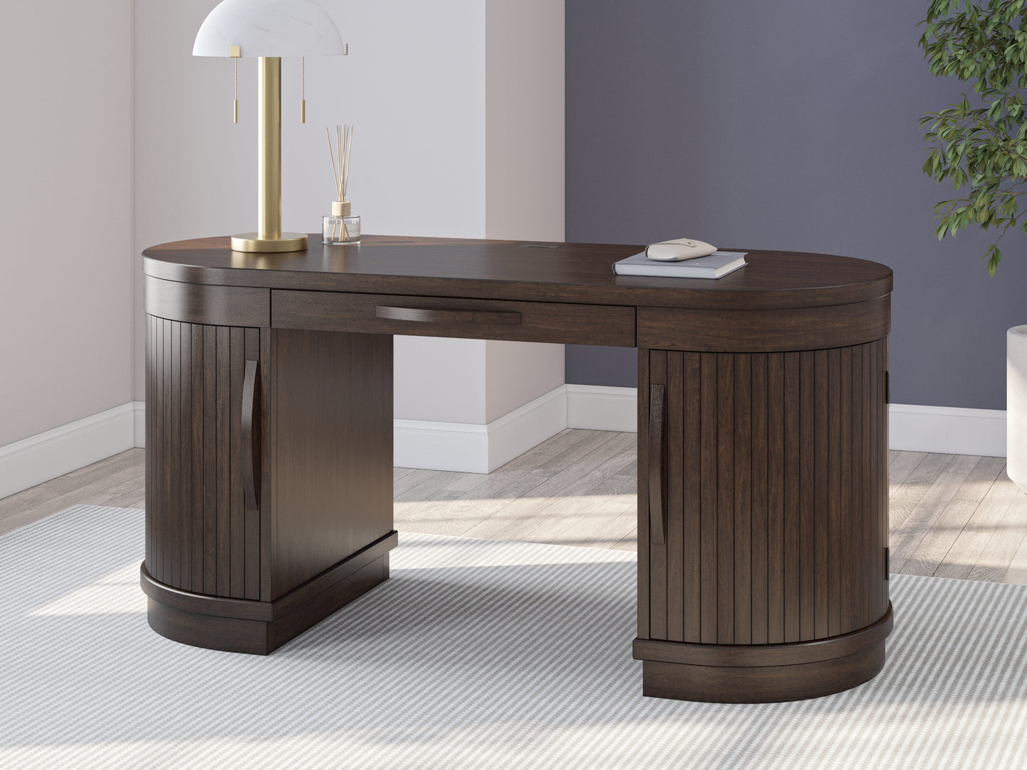 The Furniture Outlets - Ashley Furniture - Korestone Office Desk - Home Office Desk / Warm Brown - H687-27