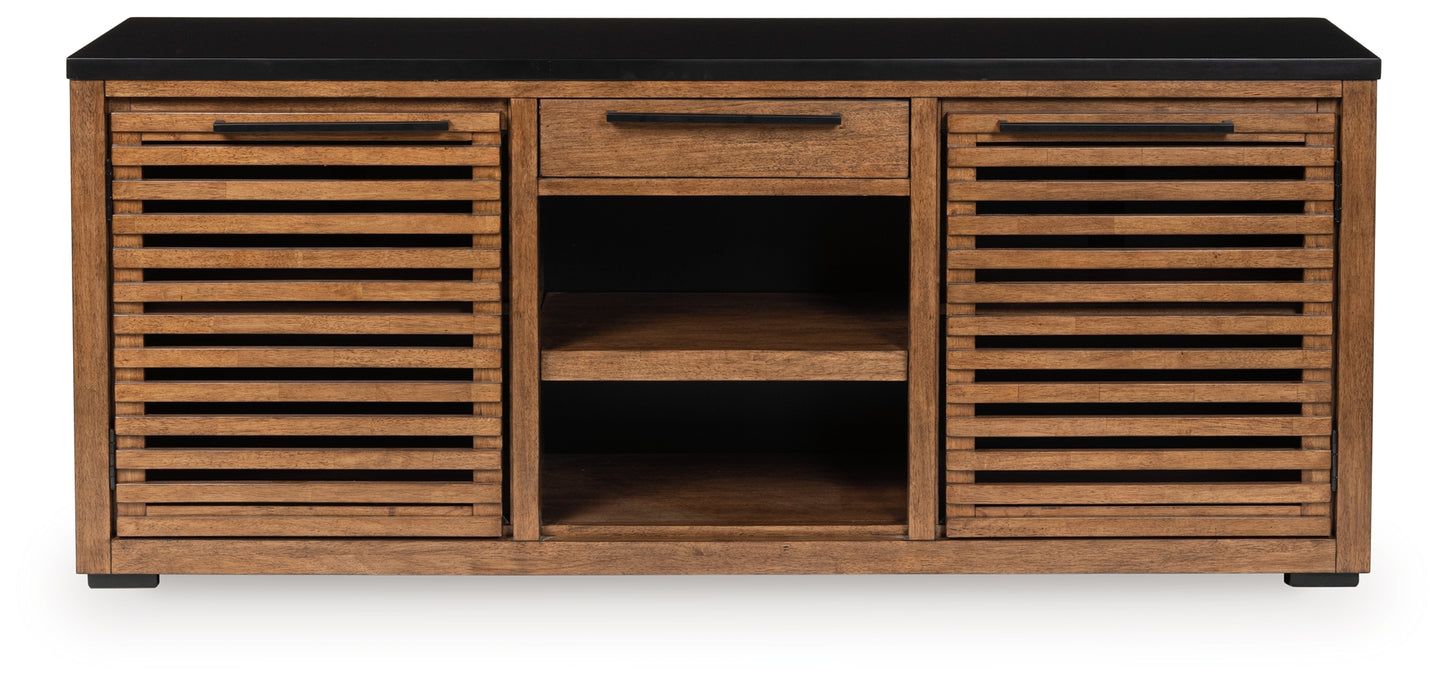 The Furniture Outlets - Ashley Furniture - Kallari Bookcase - Credenza / Warm Brown/Black - H737-60
