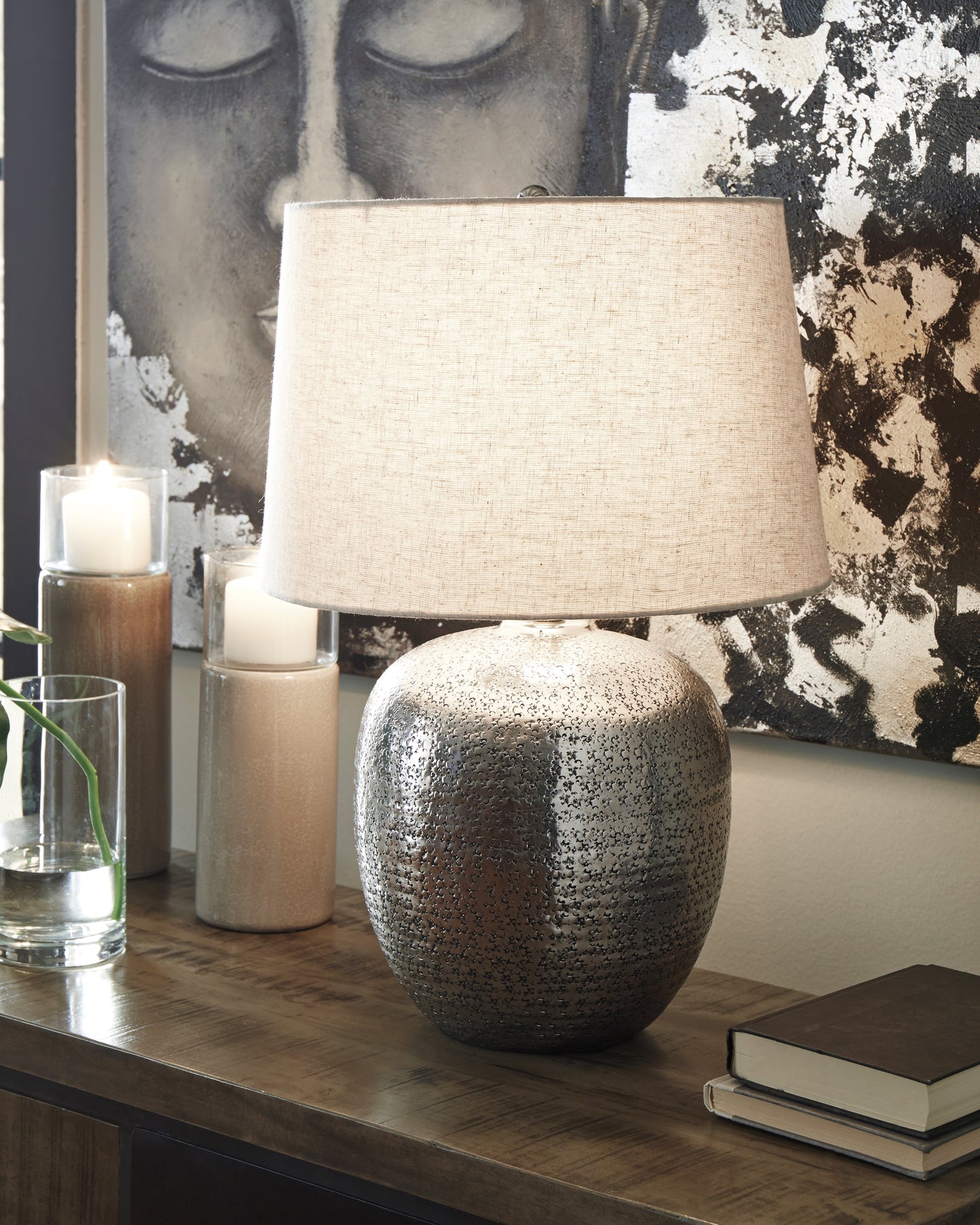 The Furniture Outlets - Ashley Furniture - Magalie Lighting - Table Lamp (Set of 2) / Antique Silver Finish - L207314X2